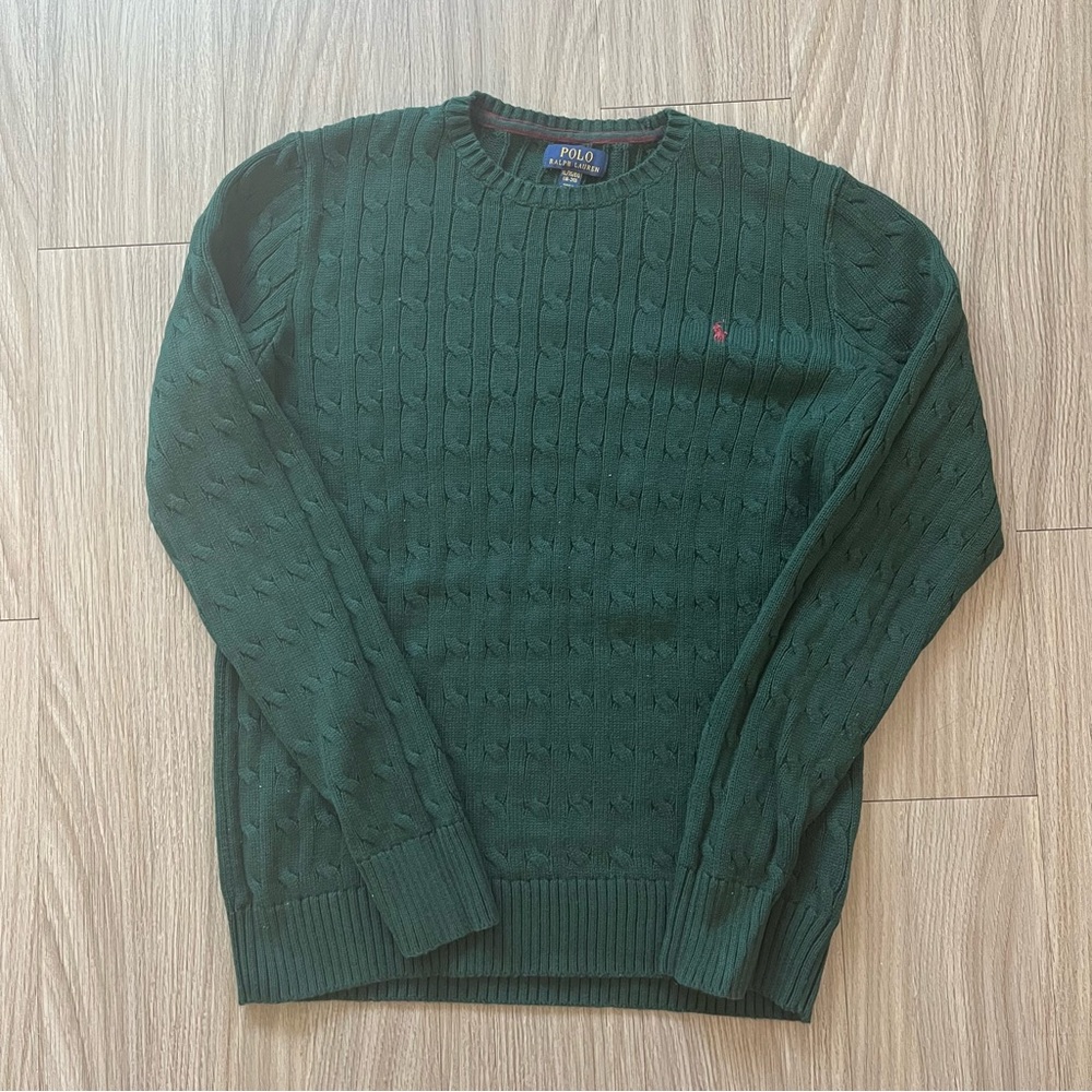 Polo Ralph Lauren Green Cable Knit Sweater (Size Boys XL)